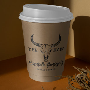 Western Wedding Custom Bridal Shower Rustic Craft Paper Cups