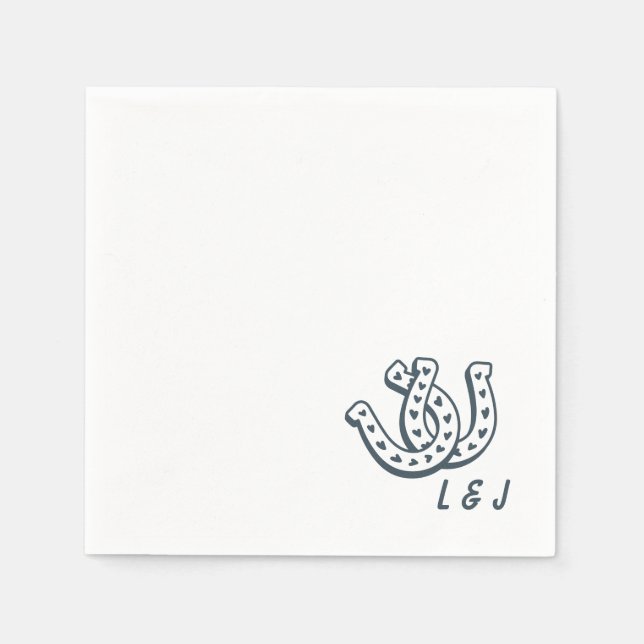 Western Wedding Custom Initials Country Cocktail Napkin (Front)