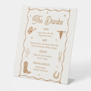 Western Wedding Drink Menu Bar Pedestal Sign