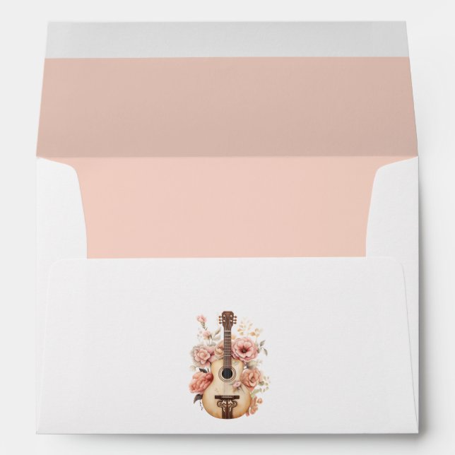 Western Wedding Floral Guitar Envelope (Back (Bottom))