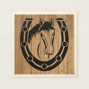 Western Wedding Horse Horseshoe Country Wood Napkin