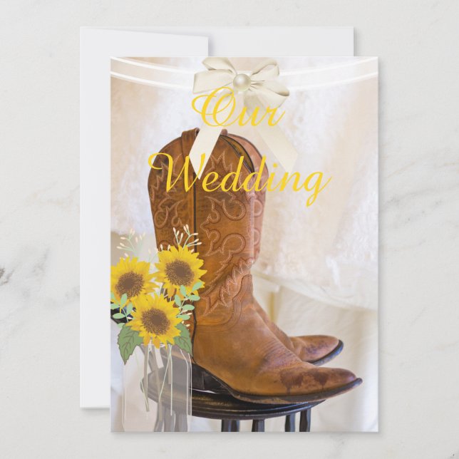 Western Wedding Invitation with Sunflowers (Front)