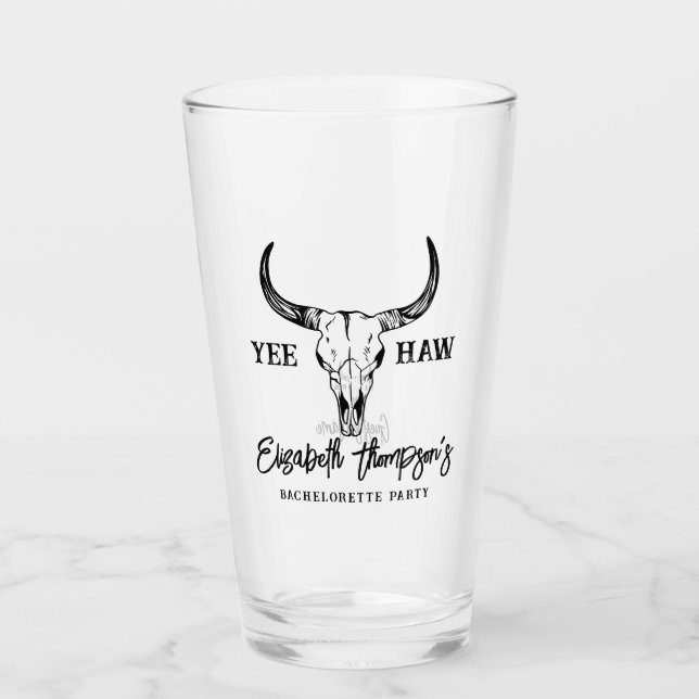 Western Wedding Personalised Bridal Shower Glass (Front)