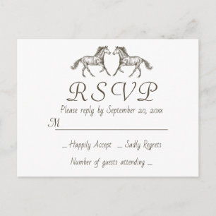 Western Wedding RSVP Horse Rustic Horses Country Invitation Postcard