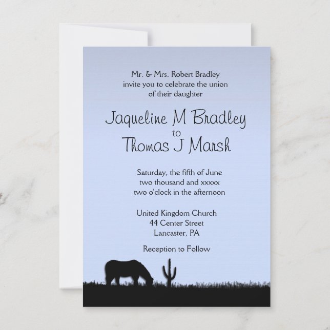 Western Wedding Theme Invitation Blue (Back)