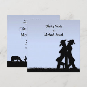 Western Wedding Theme Invitation Blue