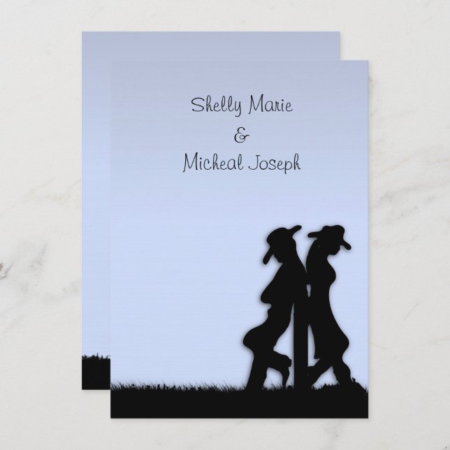 Western Wedding Theme Invitation Blue (Front/Back)