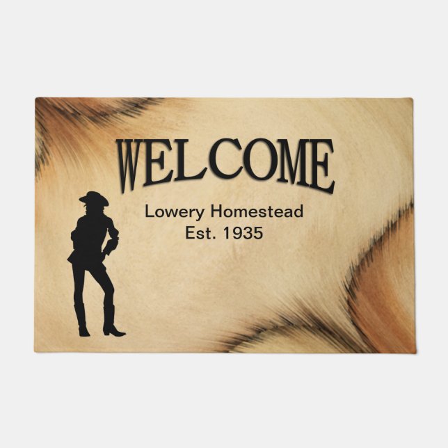 Western Welcome to Homestead Est Date Doormat (Front)