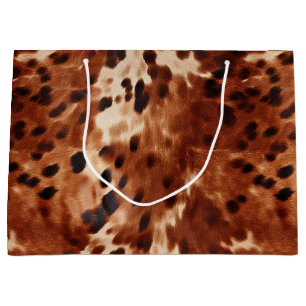 Western White Brown Black Cowhide Large Gift Bag
