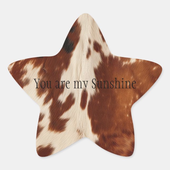 Western White Brown Black Cowhide Star Sticker (Front)