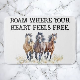 Western Wild & Free Mustang Horses Bath Mat