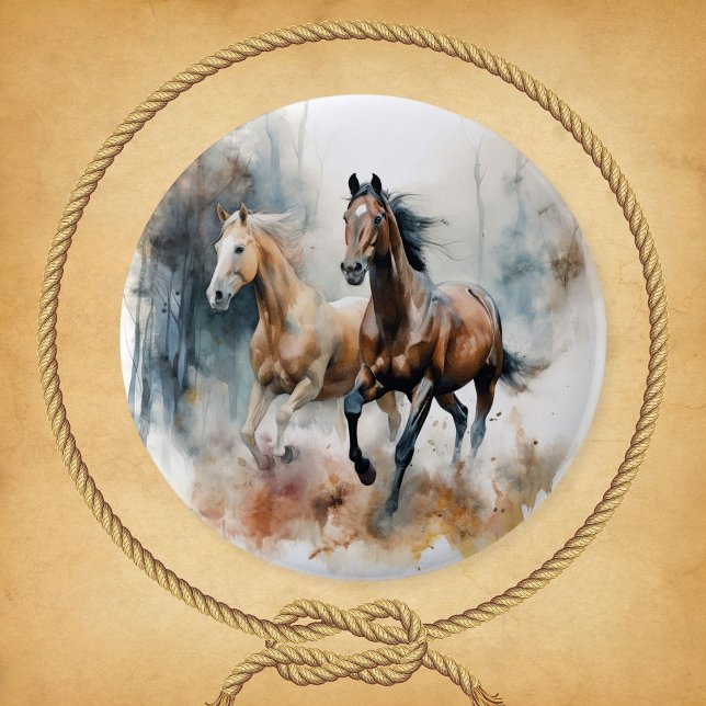 Western Wild Horse 6 Cm Round Badge (Creator Uploaded)