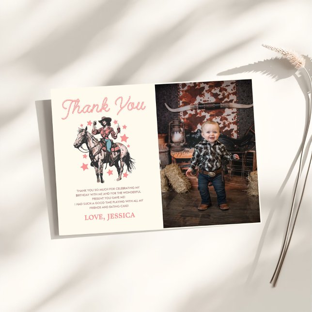  Western Wild West  Birthday Photo Thank You Card (Creator Uploaded)