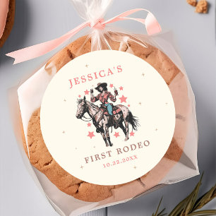 Western Wild West Country Cowgirl Birthday Classic Round Sticker