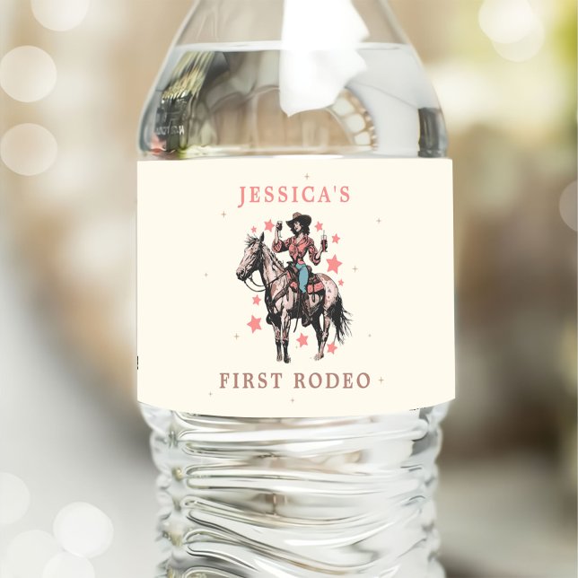 Western Wild West Country Cowgirl Birthday Water Bottle Label (Creator Uploaded)