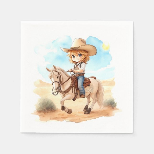 Western Wild West: Cowboy Baby Shower Napkin (Front)
