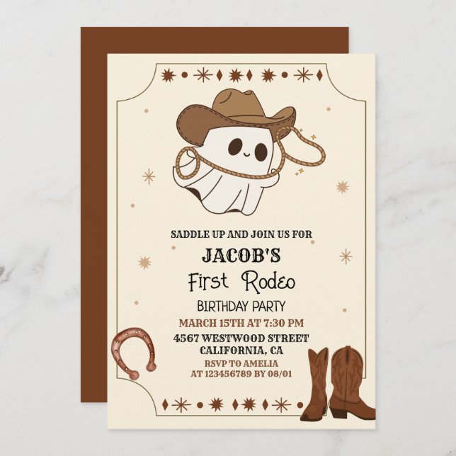 Western wild west first rodeo halloween birthday invitation (Front/Back)