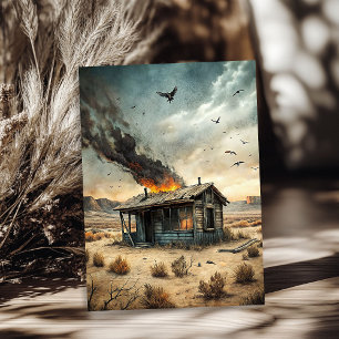 Western wild west small wooden house in prairie tissue paper