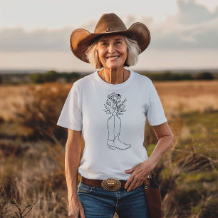 Western Wildflower Cowboy Boot  T-Shirt