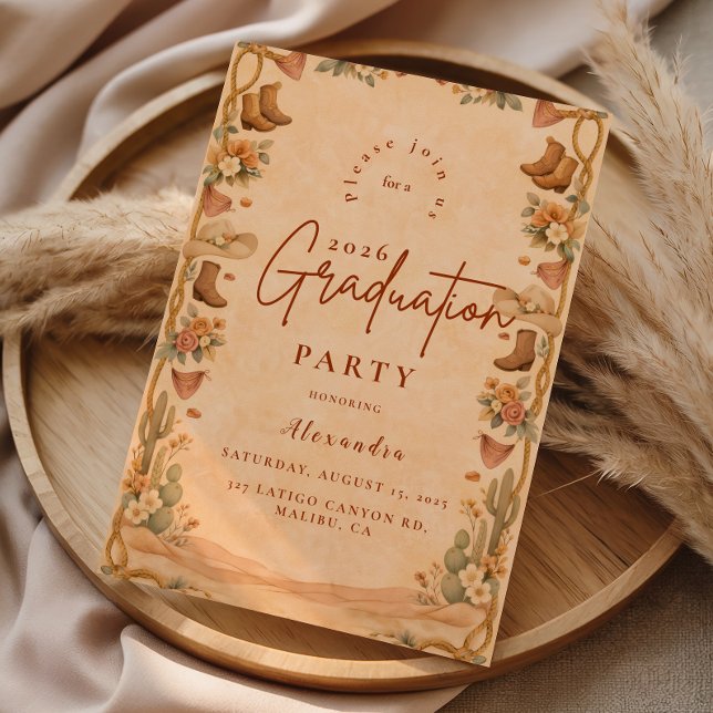 Western Wildflower Party Graduation Invitation (Creator Uploaded)