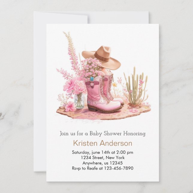 Western Wildflowers Adventure Cowgirl Baby Shower Invitation (Front)