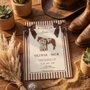 Western Wildly in love Hand Drawn Wedding Invitation