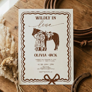 Western Wildly in love Hand Drawn Wedding Invitation