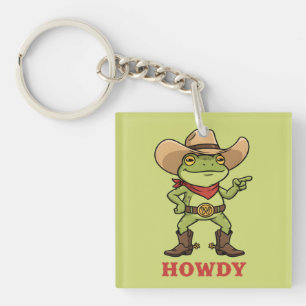 Western Yeehaw Frog Howdy Frog Funny Cowboy Meme Key Ring