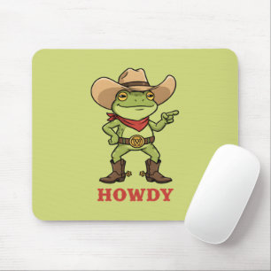 Western Yeehaw Frog Howdy Frog Funny Cowboy Meme Mouse Pad