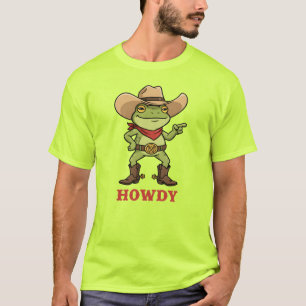 Western Yeehaw Frog Howdy Frog Funny Cowboy Meme T-Shirt