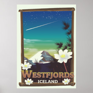 Westfjords Iceland travel poster