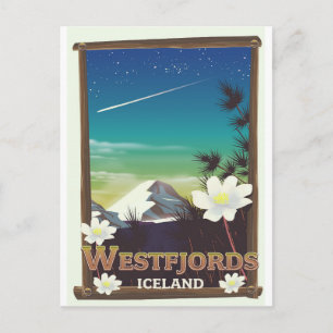 Westfjords Iceland travel poster Postcard