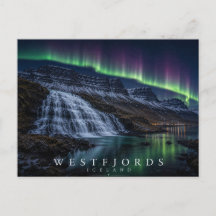 Westfjords Waterfall & Fjord Iceland Aurora