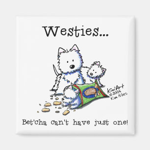 Westie Addict Square White Magnet