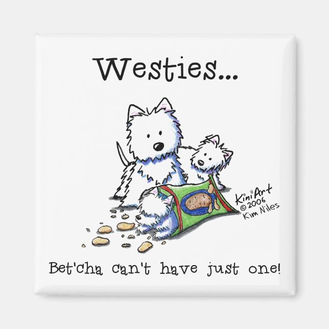 Westie Addict Square White Magnet (Front)