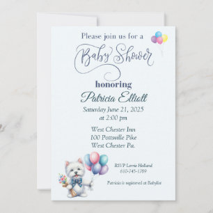 Westie and Balloons Baby Shower Invitation