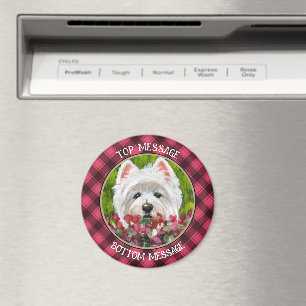 Westie and Pink Flowers Magnet