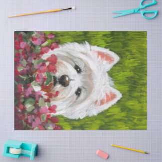 Westie and Pink Flowers Tissue Paper