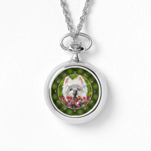 Westie and Pink Flowers Watch