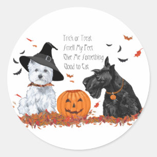 Westie and Scottie Halloween Classic Round Sticker