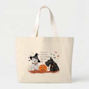 Westie and Scottie Halloween Large Tote Bag