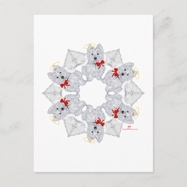 Westie Angel Snowflake Postcard (Front)