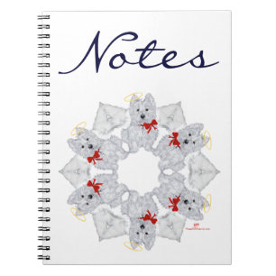 Westie Angel Snowflake Spiral Notebook