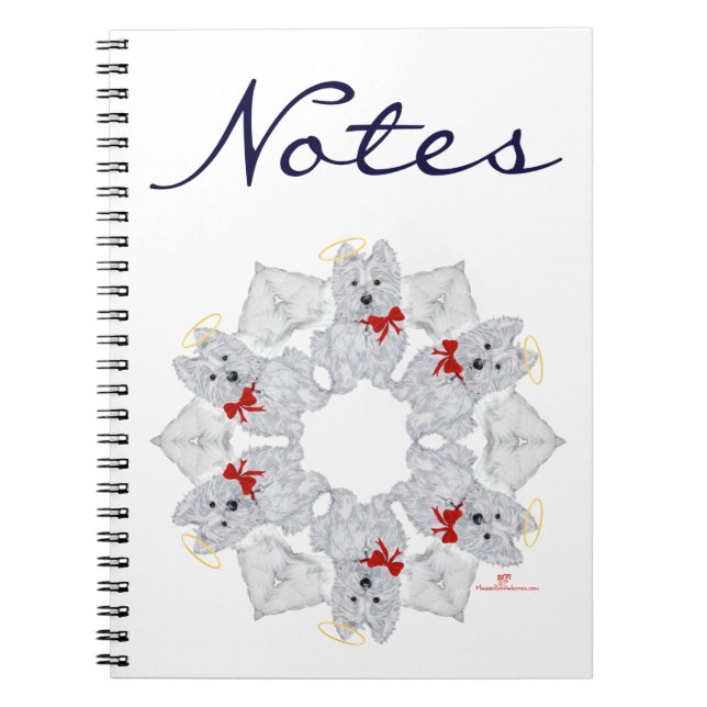 Westie Angel Snowflake Spiral Notebook (Front)