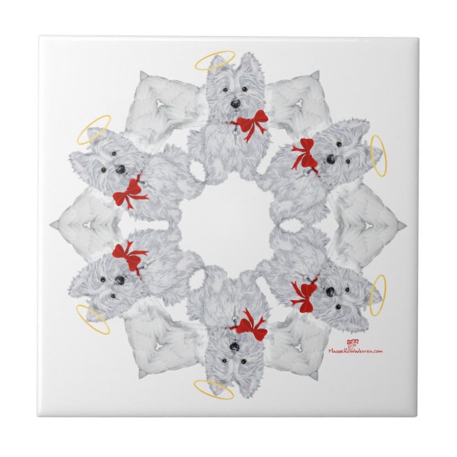 Westie Angel Snowflake Tile (Front)
