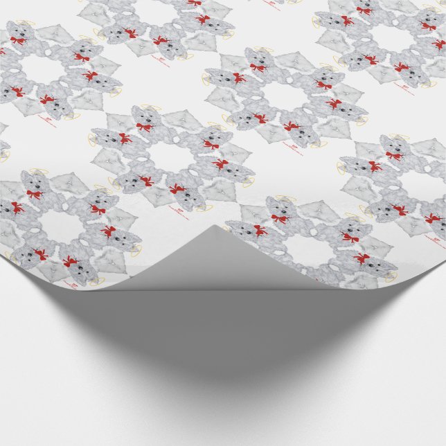 Westie Angel Snowflake Wrapping Paper (Corner)