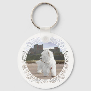 Westie at Bamburgh Castle Key Ring