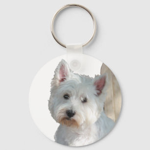 WESTIE AT THE GATE KEY RING