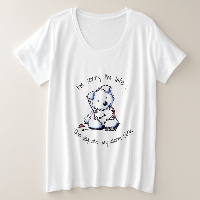 Westie Ate My Alarm Clock Plus Size T-Shirt (Design Front)
