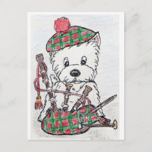 Westie Bagpipes Postcard